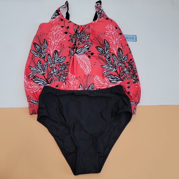 Yonique Two Piece Blouson Tankini Swimsuits for Women NWT size M - Picture 4 of 14